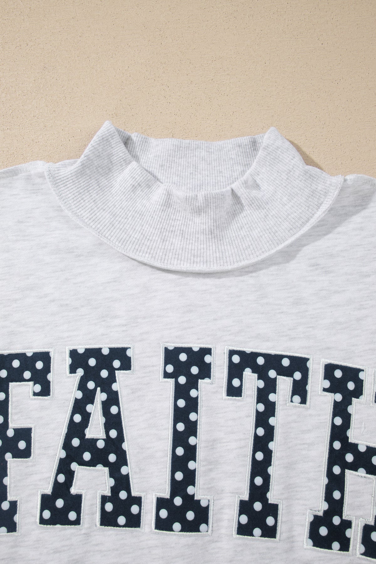Light Grey High Neck Polka Dot Slogan Printed Baggy Sweatshirt