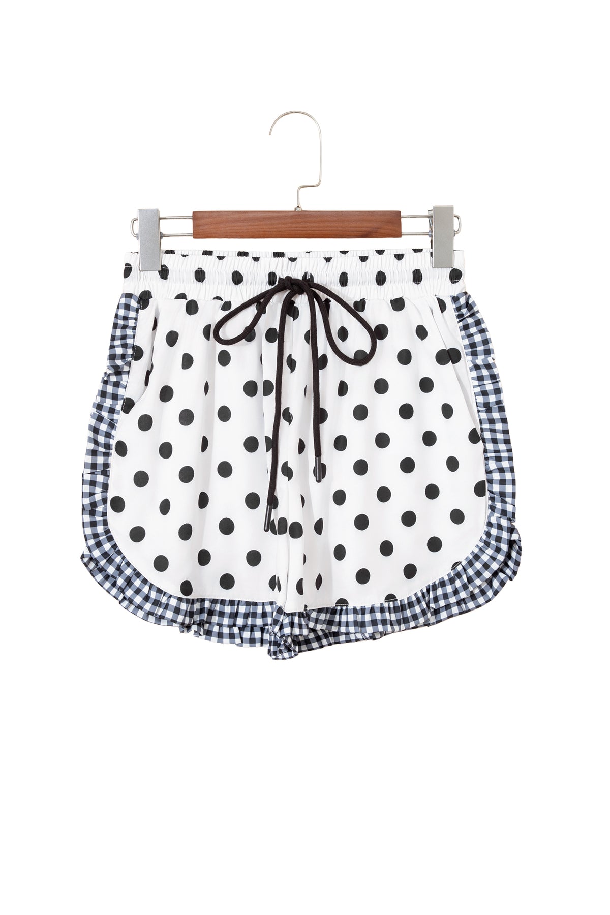 Pink Stripe Contrast Ruffle Trim Shorts