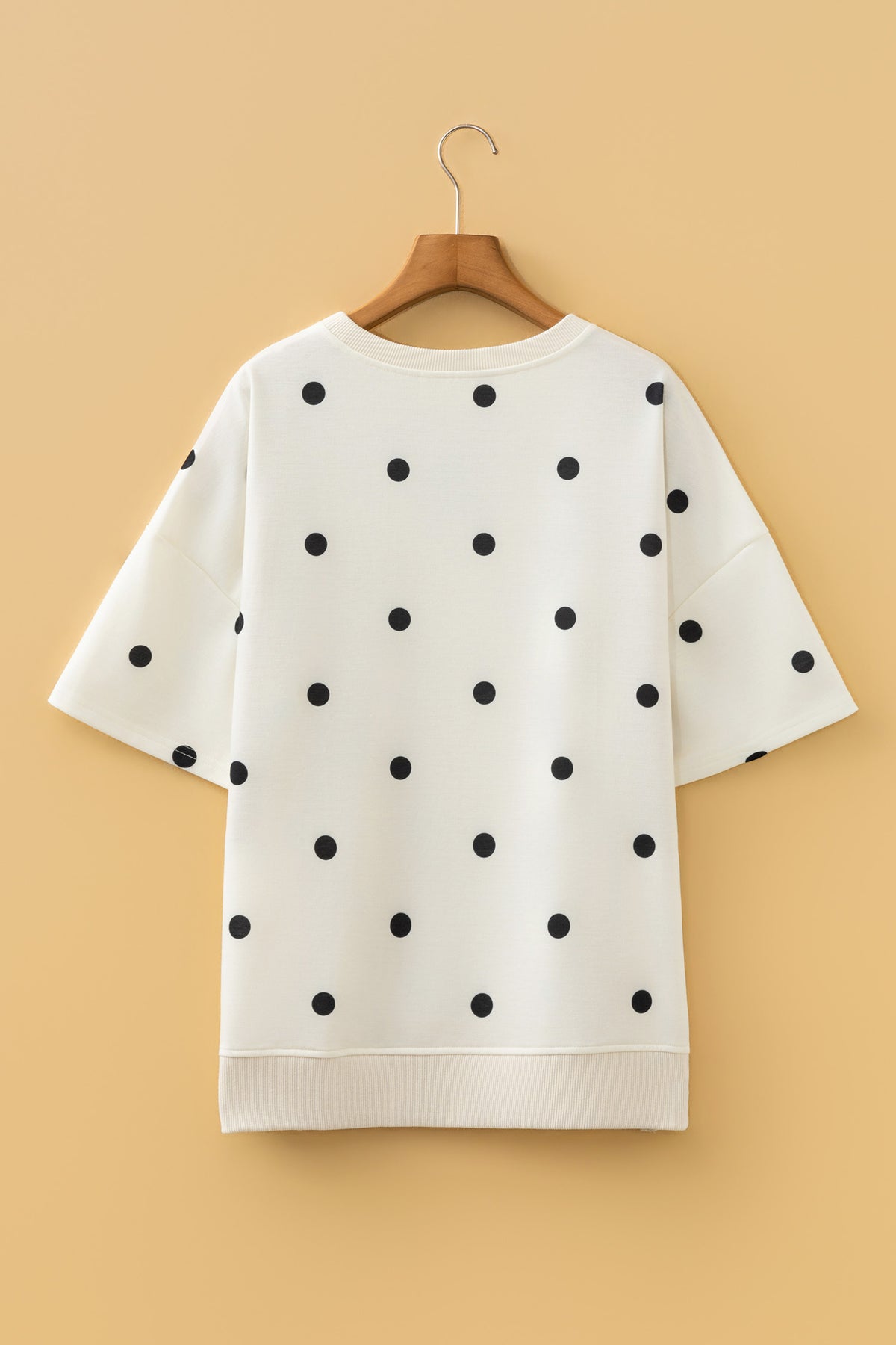Sky Blue Polka Dot Print Crossed Seam Detail Oversize Tee