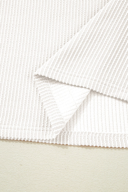 White Corded Colorblock Crewneck Tee