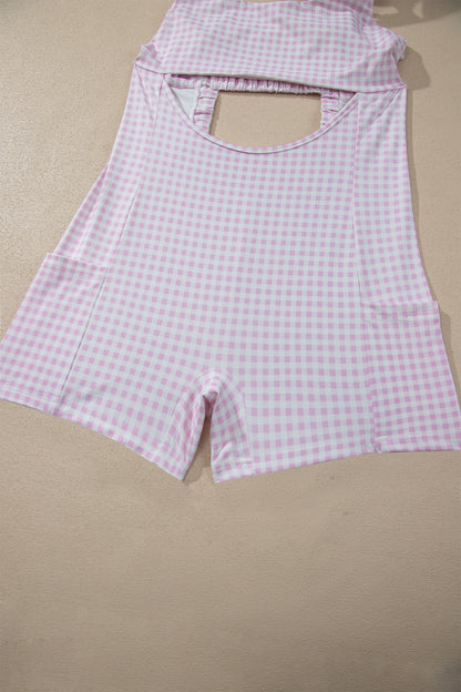 Beau Blue Faux Two Piece Gingham Contrast Patchwork Loose Mini Dress
