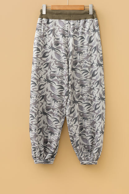Multicolour Drawstring Contrast Waistband Camouflage Joggers Pants