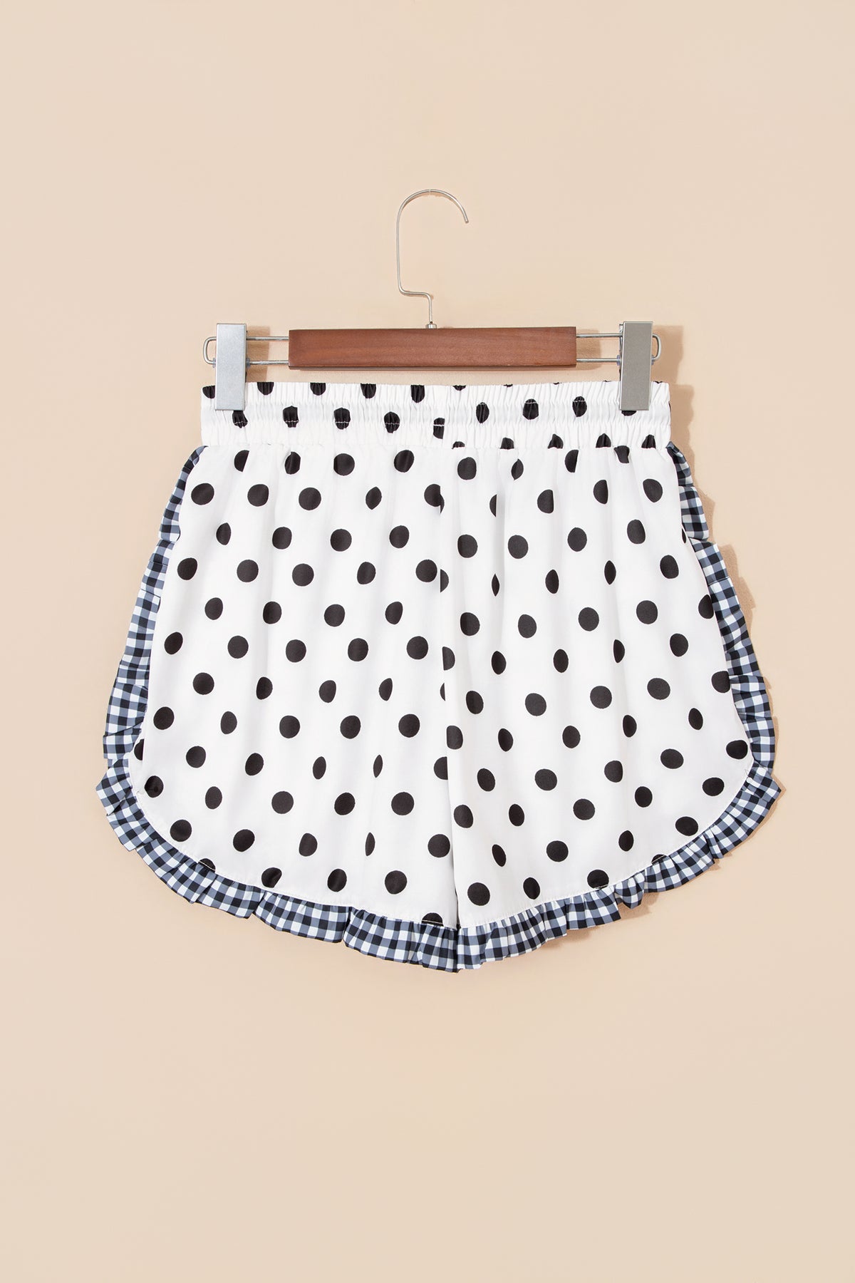 Pink Stripe Contrast Ruffle Trim Shorts