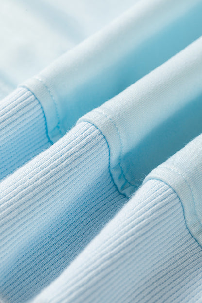 Sky Blue Polka Dot Print Crossed Seam Detail Oversize Tee