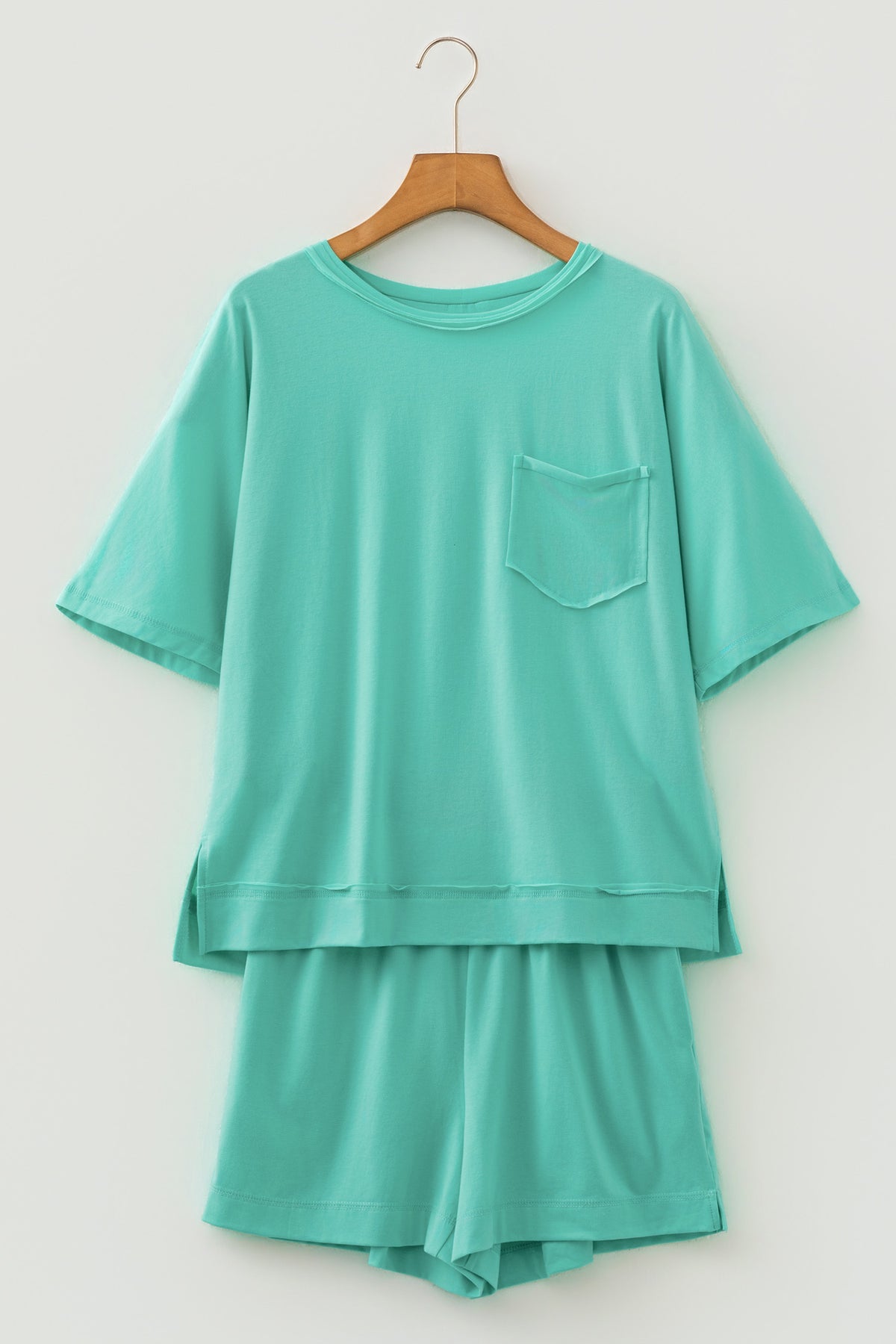 Orchid Bouquet Raw Edge Patch Pocket Oversized Top and Shorts Set