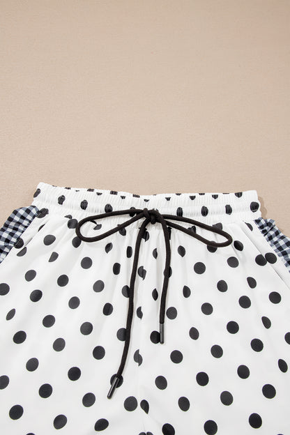 Pink Stripe Contrast Ruffle Trim Shorts