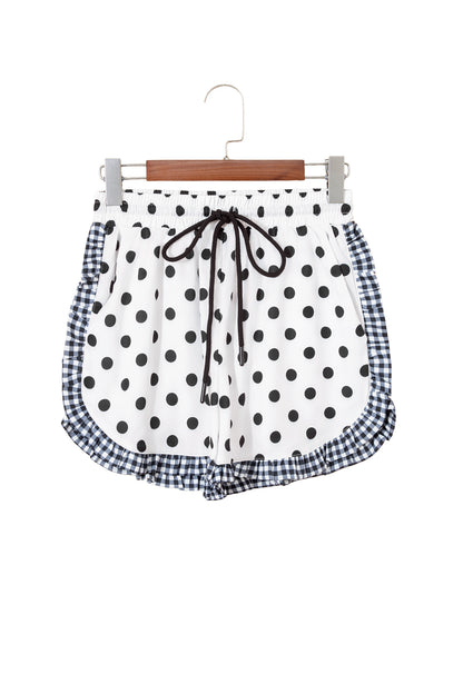 Pink Stripe Contrast Ruffle Trim Shorts