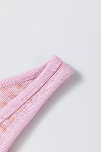 Yellow Stripe Ribbed Knit Slim Tank Top