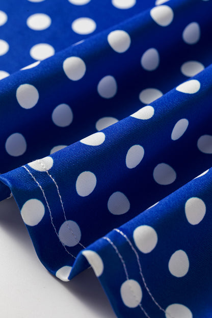 Blue Polka Dot Print Slim Tank Loose Pants 2pcs Outfit