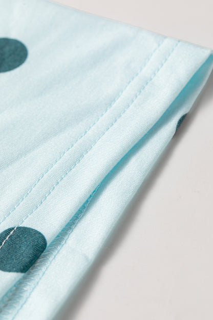 Sky Blue Polka Dot Print Crossed Seam Detail Oversize Tee