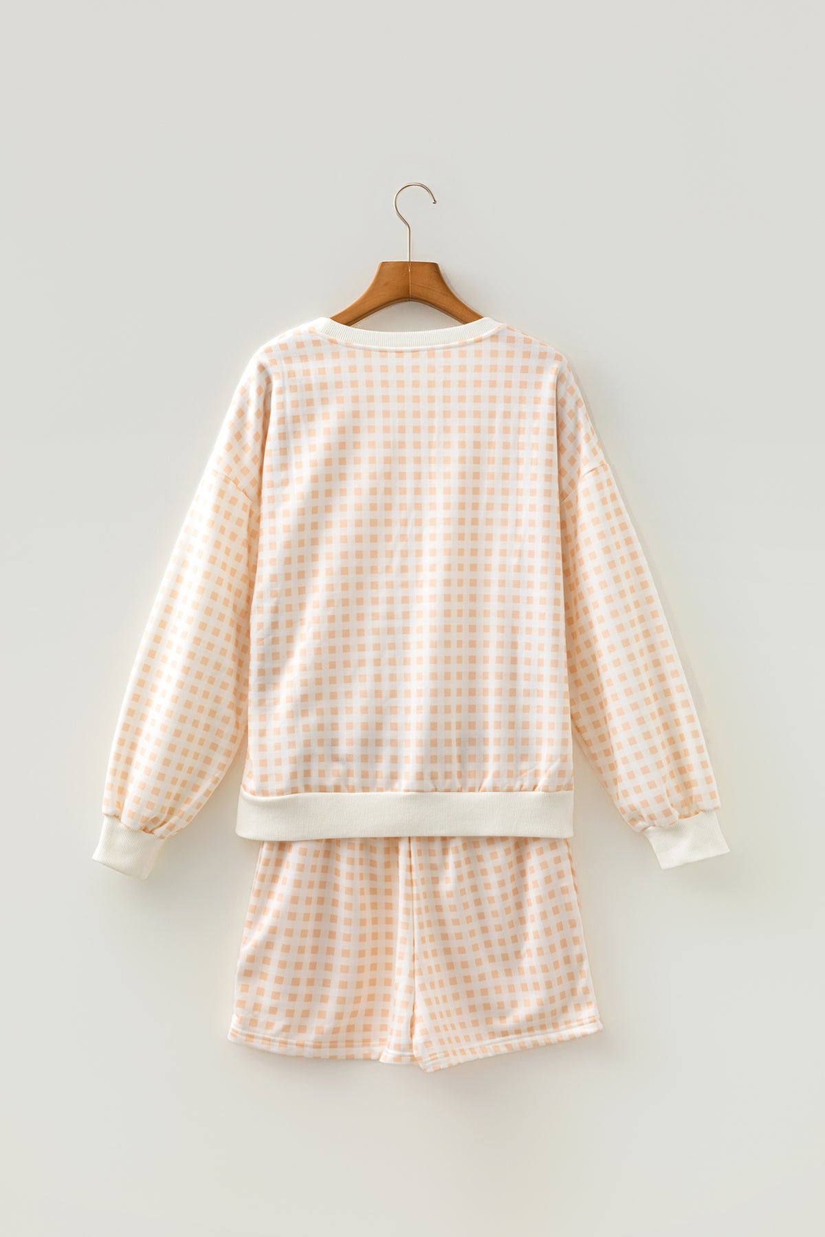 Yellow Plaid Baggy Pullover Drawstring Casual Shorts 2pcs Outfit