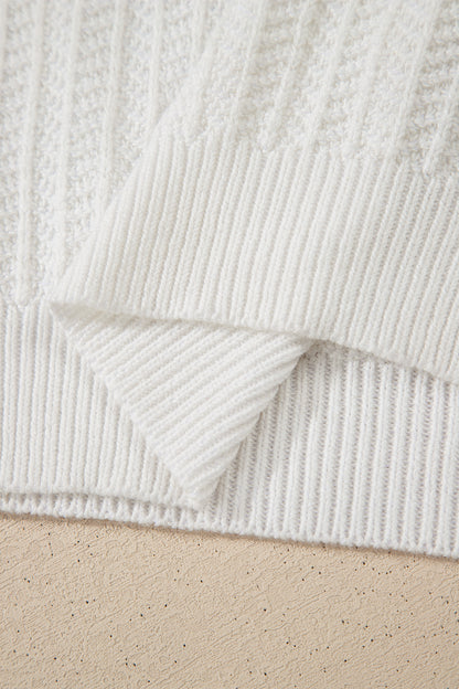 White Lets Play Rugby Pattern Textured Knit Casual Shift Sweater Vest