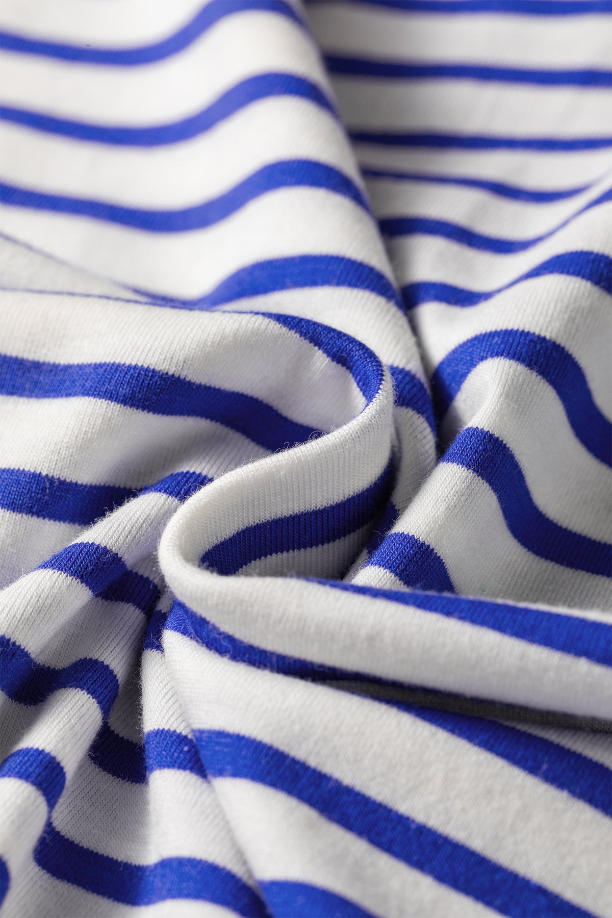 Blue Stripe Contrast Trim Round Neck Cap Sleeve Tee