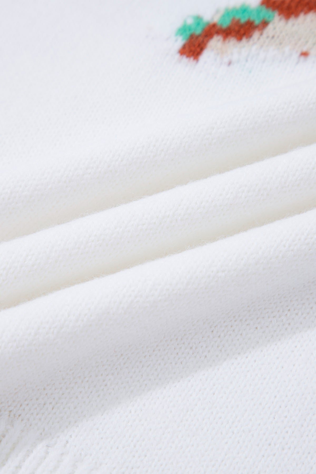 White Drop Shoulder Round Neck Long Sleeve Pullover Sweater