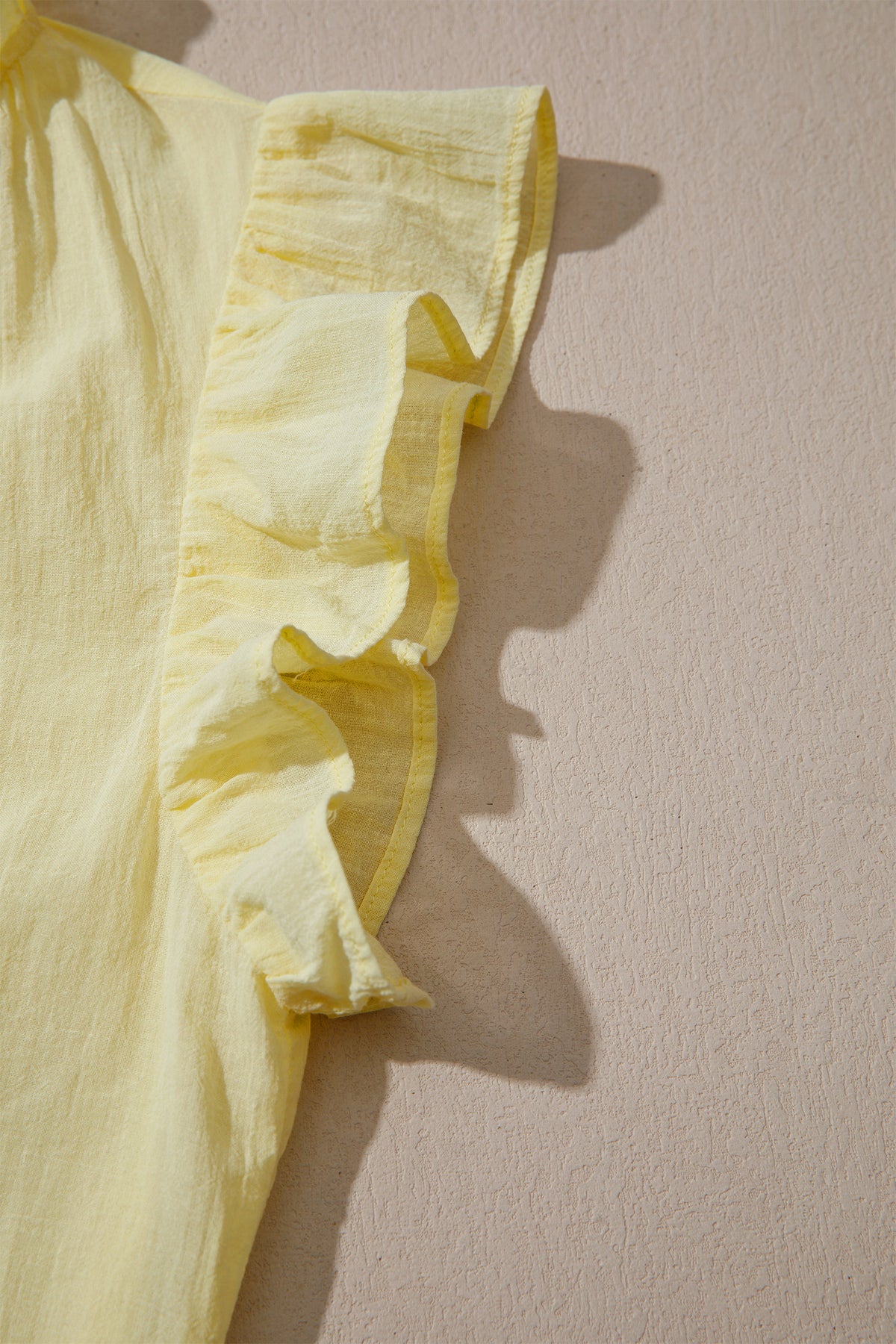 Yellow Cream V Neck Ruffle Trim Sleeveless Shift Top