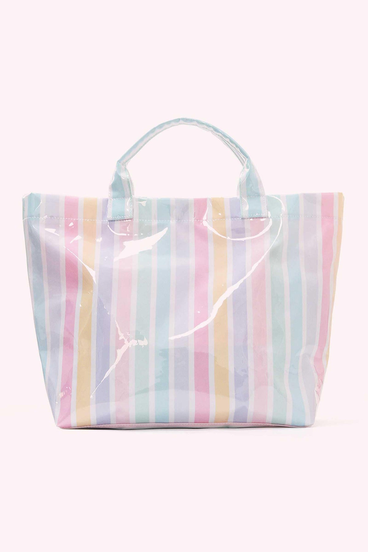 Rainbow Glossy Striped Vinyl Large Tote Bag