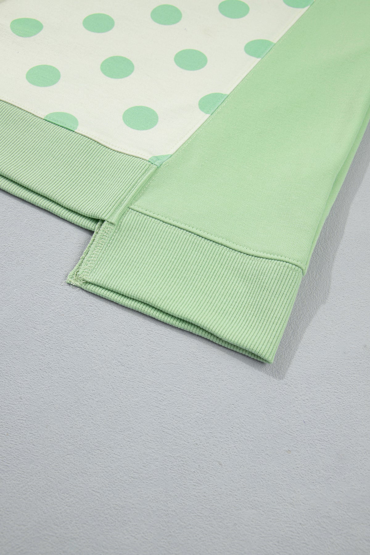 Green Color Block Patchwork Polka Dot Wide Leg Pant Set